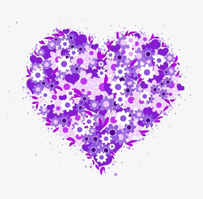 紫色爱心花朵