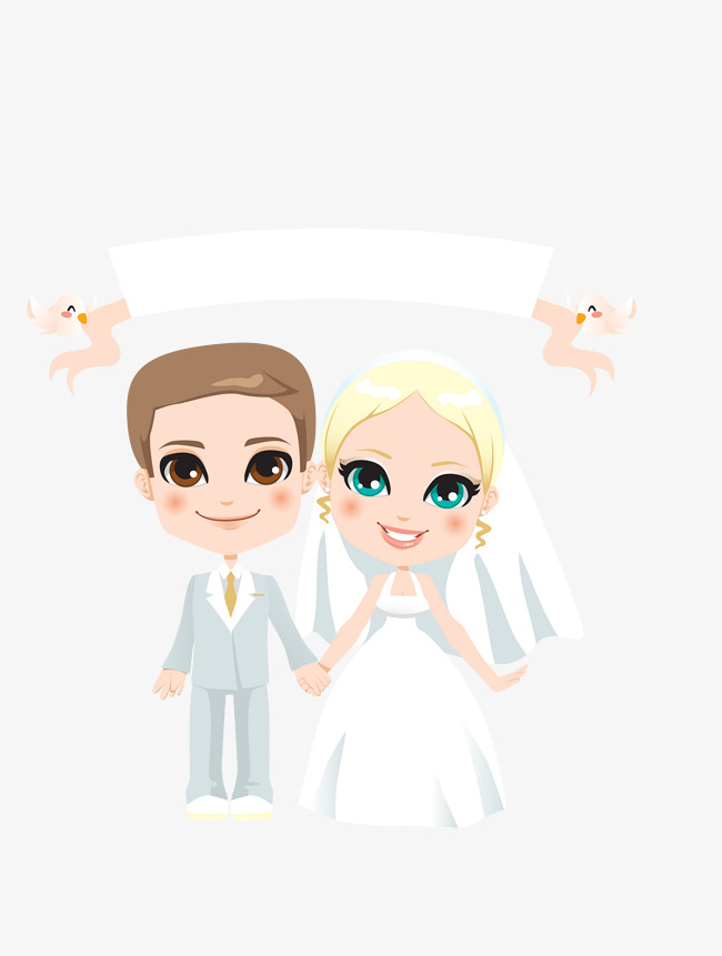 矢量彩色卡通婚姻夫妻一对