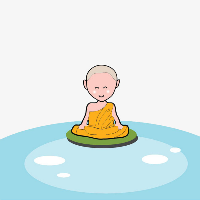 手绘打坐小和尚素材图片免费下载_高清装饰图