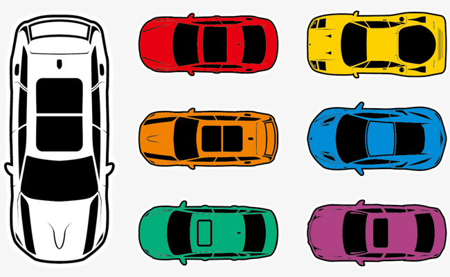 现代简约小汽车俯视矢量图【高清png素材】-90设计