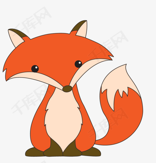 一只小狐狸卡通动物红色狐狸卡通可爱狐狸飞特网