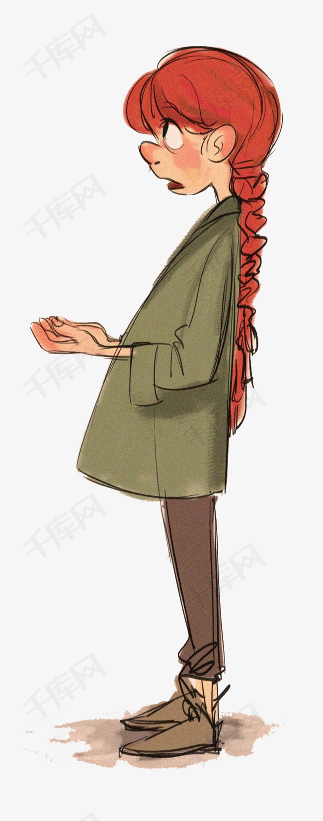 卡通女孩的素材免抠卡通手绘彩铅女孩