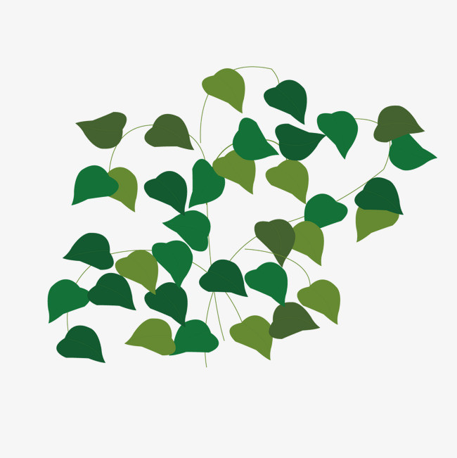 矢量深绿色爱心树叶小草图片