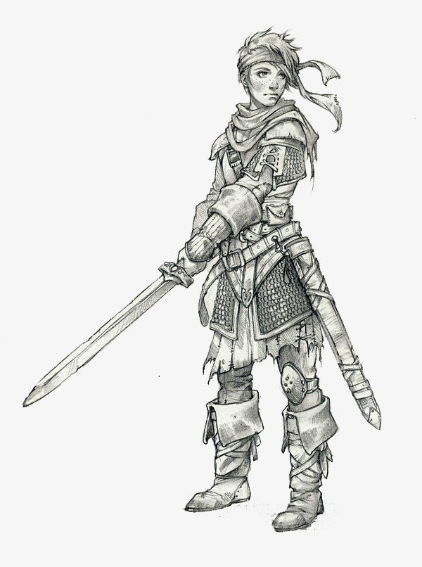 素描铠甲剑客