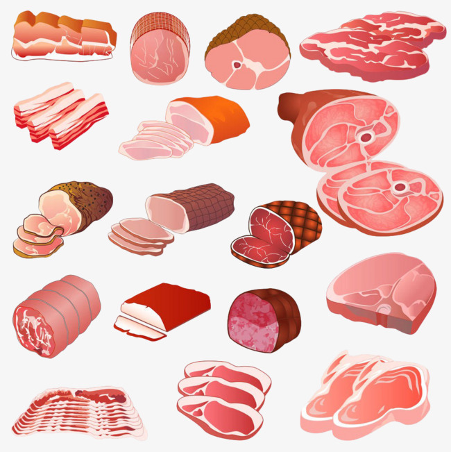 各种手绘肉类食品