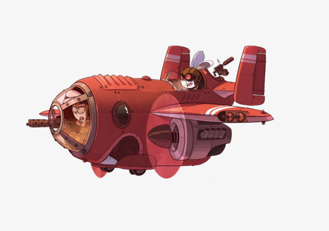 红色动漫战斗机插画素材图片免费下载_高清效