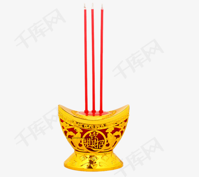 香炉里的三炷香素材香火祭祀烧香烧香情景红色香