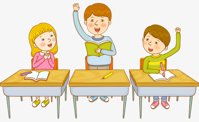 卡通小学生举手发言【高清png素材】-90设计