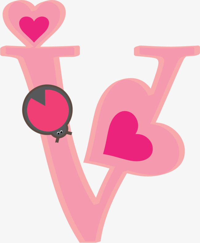 爱心英文字母V素材图片免费下载_高清艺术字