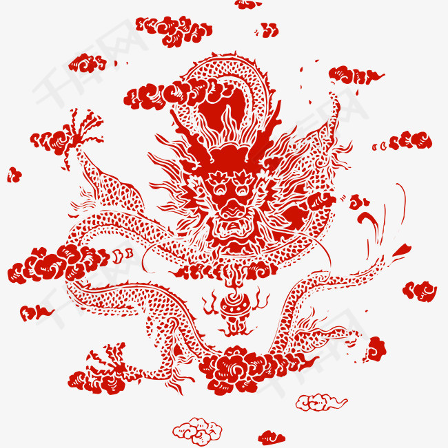 红色手绘的长龙
