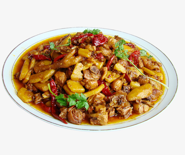 新疆大盘鸡新疆大盘鸡鸡肉美食鸡摄影       