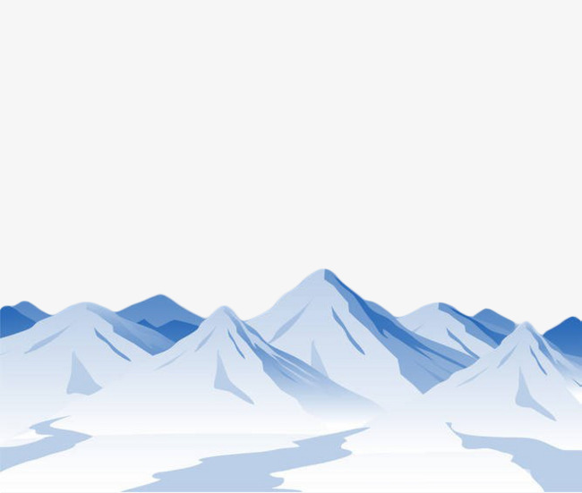 手绘蓝色雪山【高清装饰元素png素材】-90设计