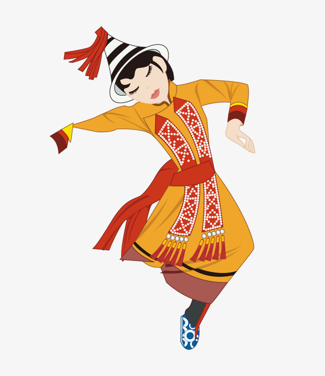 手绘可爱少数民族哈尼族传统女孩装饰