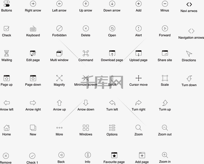 【网页导航UI线型矢量图标】设计素材