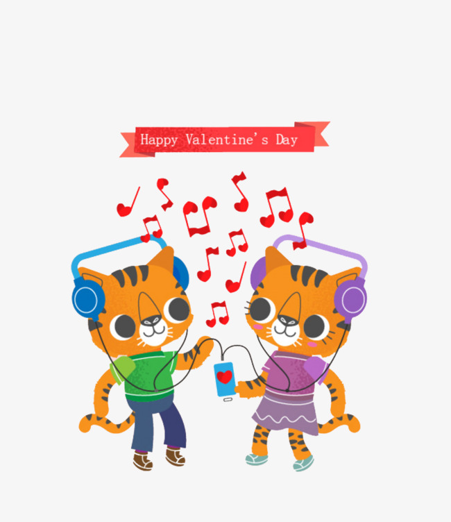 听歌的猫咪素材图片免费下载_高清卡通手绘p