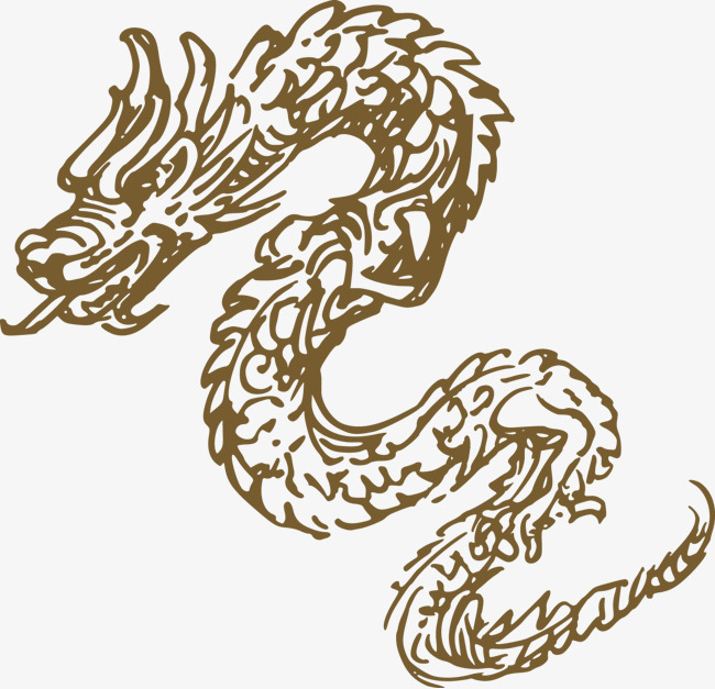卡通手绘线条动物龙