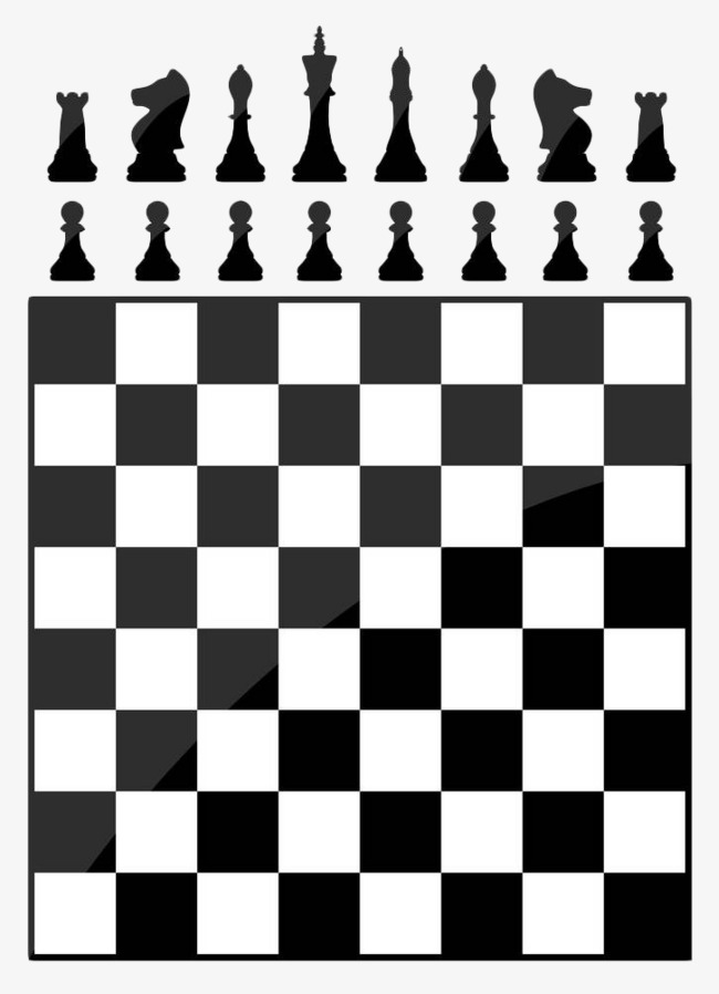 黑白手绘国际象棋盘格子棋盘棋盘格棋子黑白格手绘