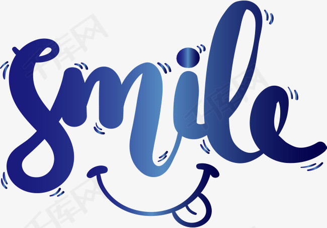 宝蓝色微笑艺术字矢量素材宝蓝色smile微笑艺术字