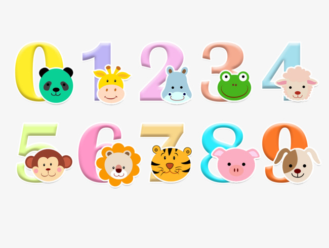 卡通动物阿拉伯数字艺术字