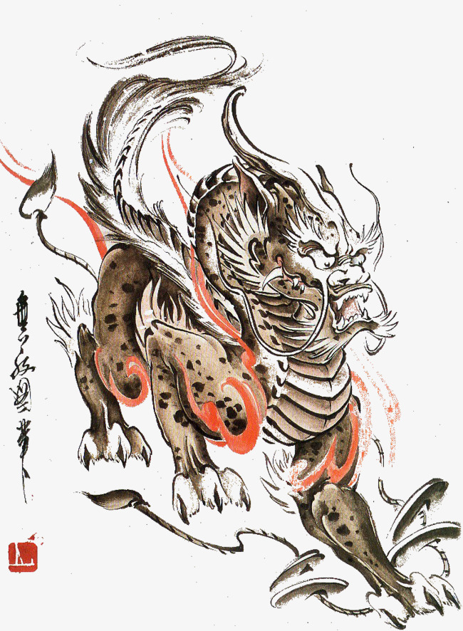 麒麟 手绘 国画 神兽 水墨麒麟麒麟 手绘 国画 神兽 水墨麒麟免扣