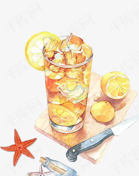 手绘的果汁饮料