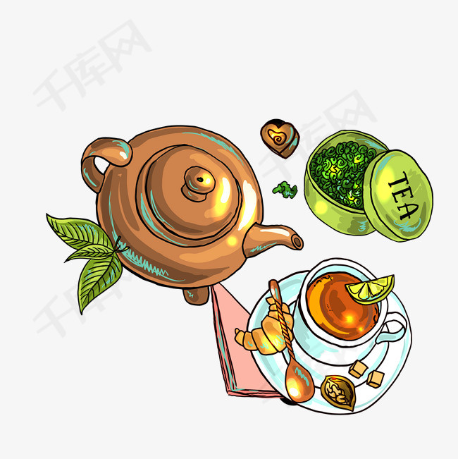 手绘茶壶卡通手绘茶壶茶具