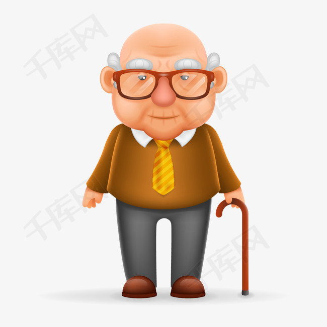 卡通老爷爷矢量图