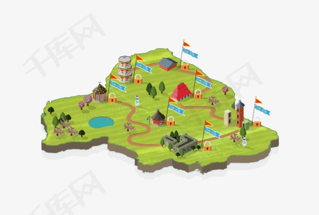 卡通版的地图的素材免抠卡通地球绿色png素材