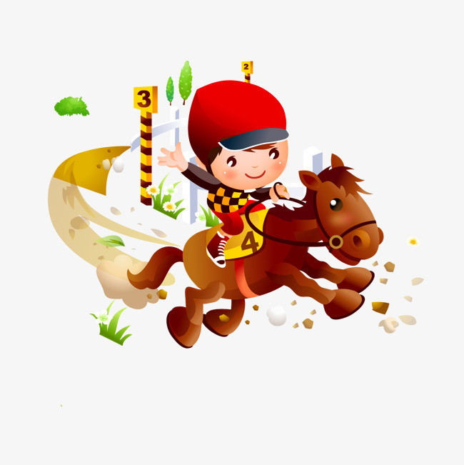 卡通水墨泼墨装饰骑马人物卡通元素