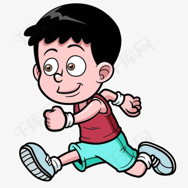 小孩跑步跑步卡通跑小孩准备起跑