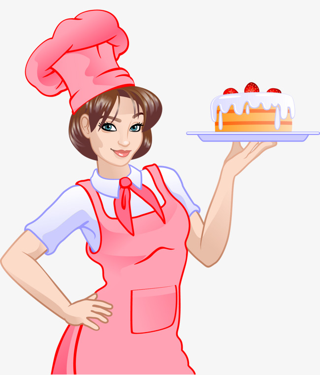 粉色卡通烘焙师女孩