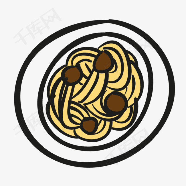 卡通简笔画意大利面和盘子素材图片免费下载_