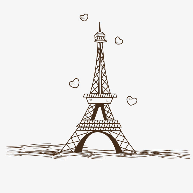 巴黎埃菲尔铁塔手绘线稿素材图片