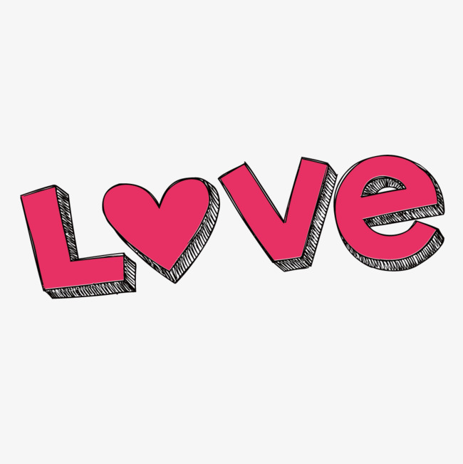 手绘粉色love艺术字