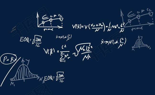 手绘数学计算公式常用公式学习简洁卡通公式卡通手绘公式计算公式