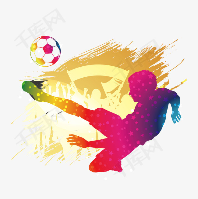炫彩背景足球运动剪影