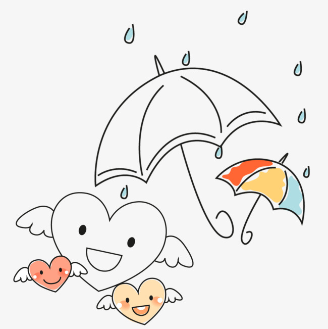 手绘的爱心和雨伞素材图片免费下载_高清png