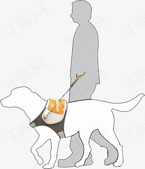 手牵着导盲犬导盲犬导盲犬简笔画卡通导盲犬手绘导盲犬盲人的导盲犬牵