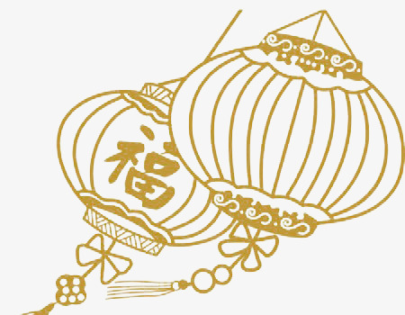中国风手绘卡通提着灯笼的小牛元素