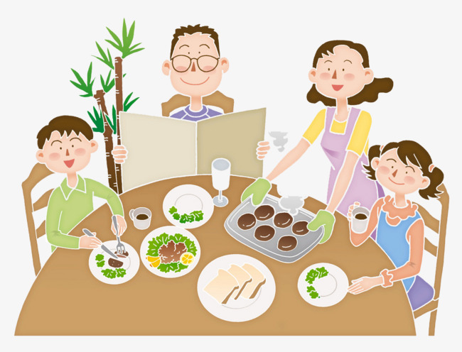 家人一起吃饭插画png素材下载_高清图片png格式(编号