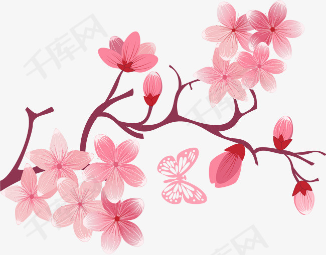 粉色清新花枝素材图片免费下载_高清png_千库网(图片