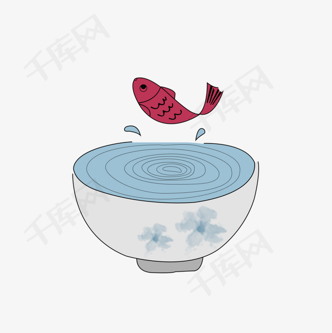 卡通手绘瓷碗鱼儿