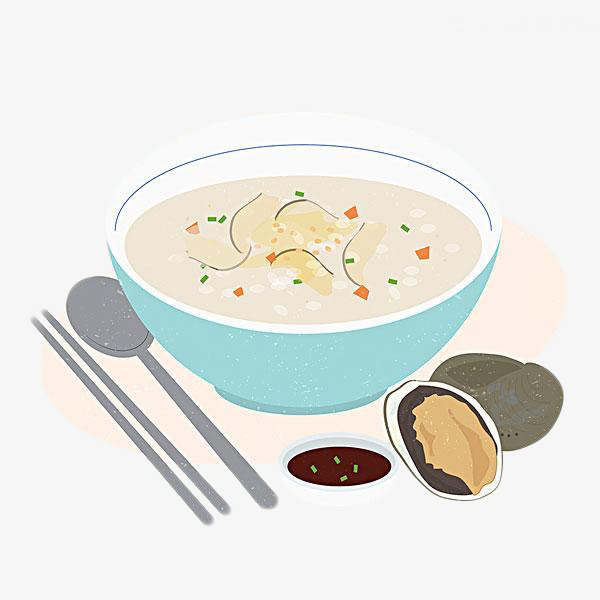 手绘一碗粥装饰美食筷子晚餐清淡美食卡通手绘