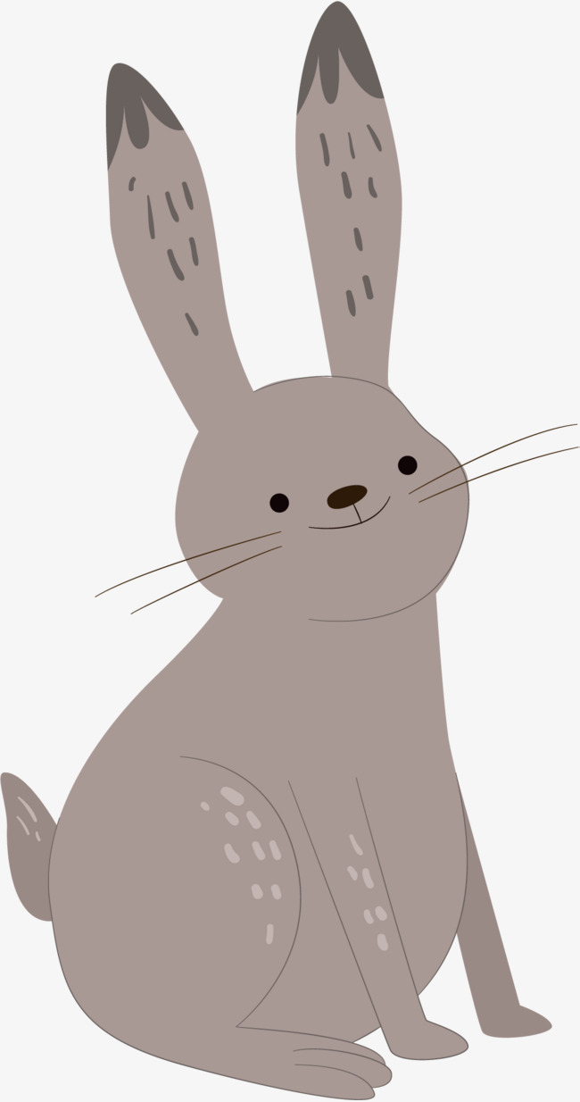 矢量手绘灰色小兔子