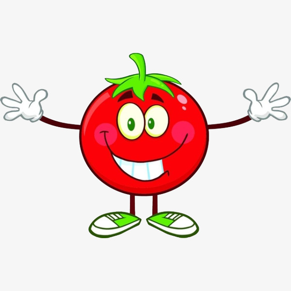 一个西红柿卡通简笔红色的西红柿可爱的张开双臂