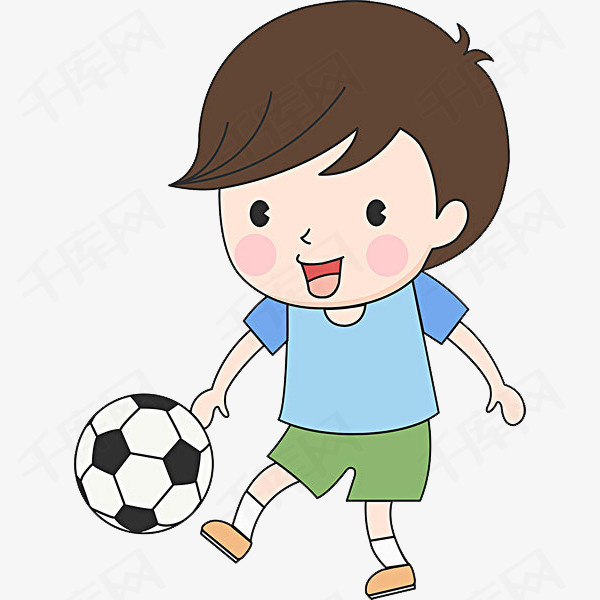 可爱的小男孩卡通简笔手绘小男孩足球帅气的  