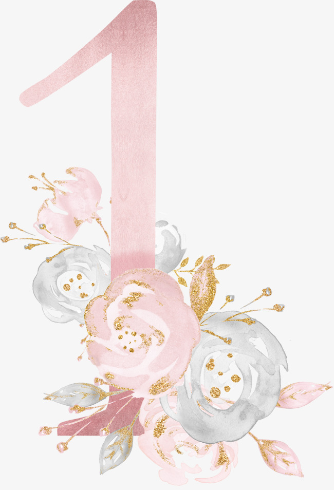 花朵数字1_艺术字设计_千库网