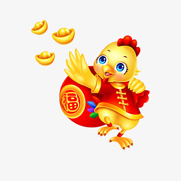 卡通金色的鸡