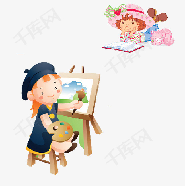 小朋友绘画学习班学习小朋友凳子画板绘画班卡通人物