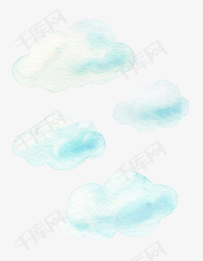 蓝色云彩云云朵云彩手绘卡通蓝色            